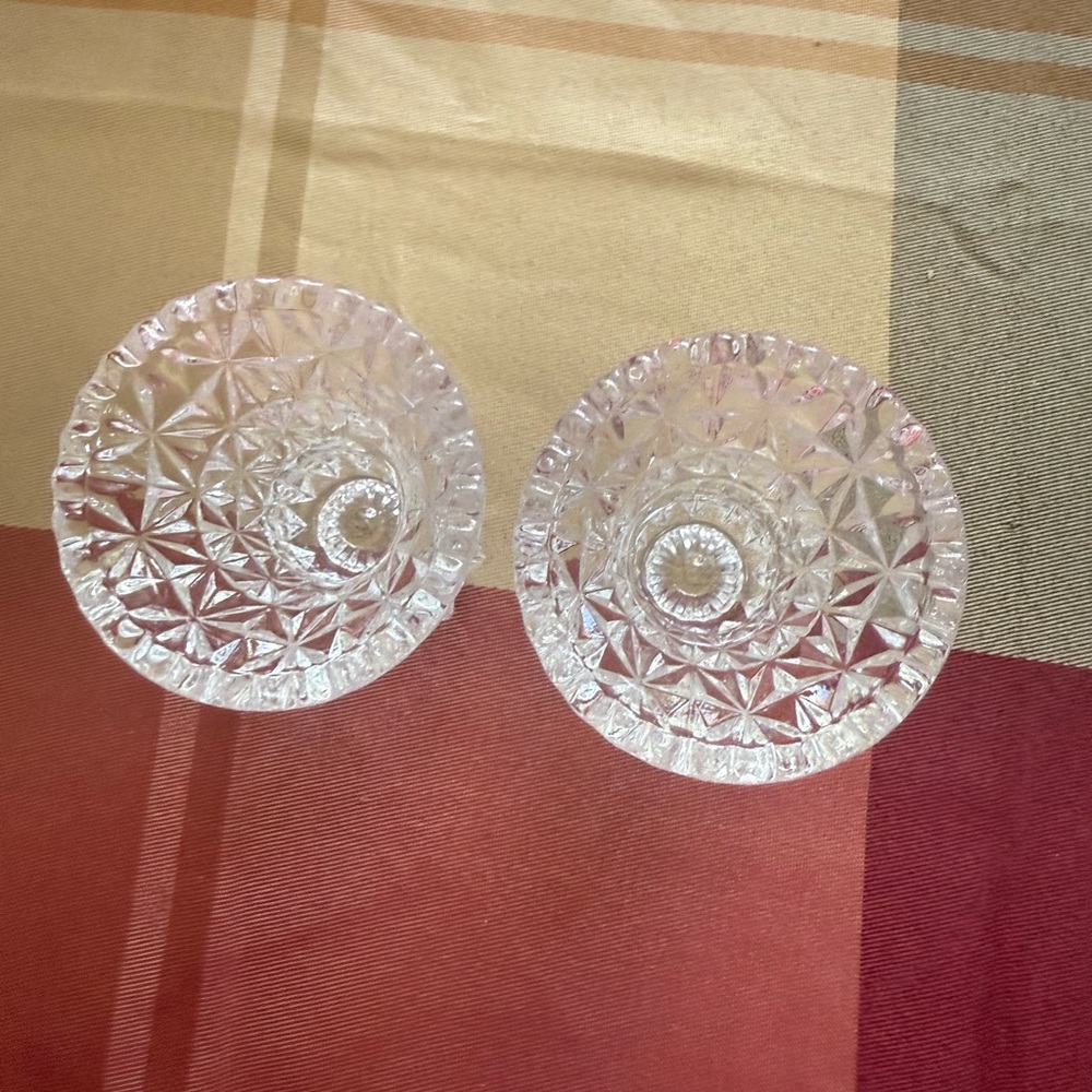 Vintage Crystal Candle Holder Set - Picture 3 of 5